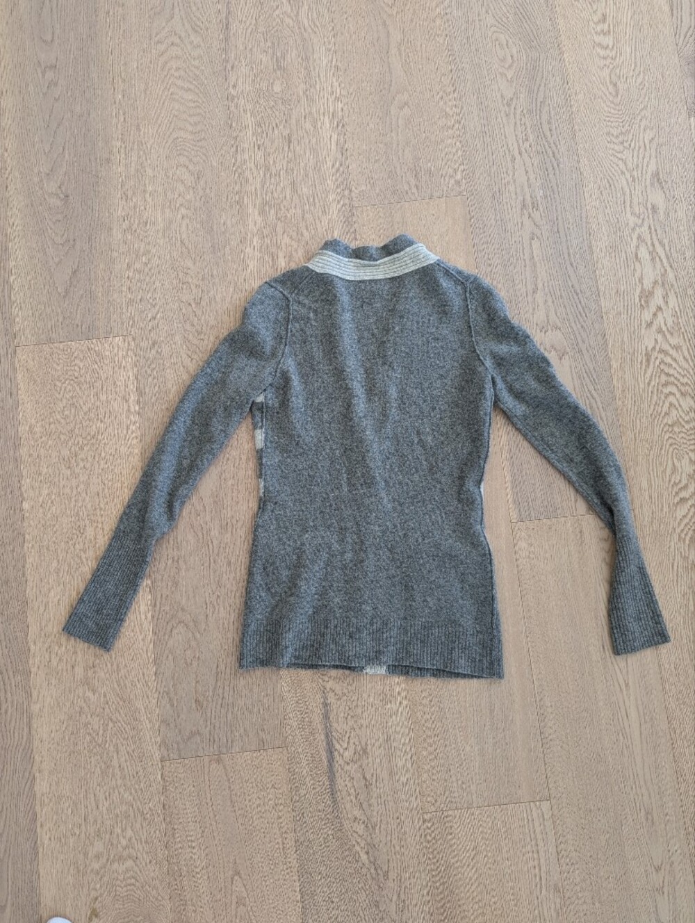 Gray Striped Women's Cardigan Sweater - Picture 2 of 7